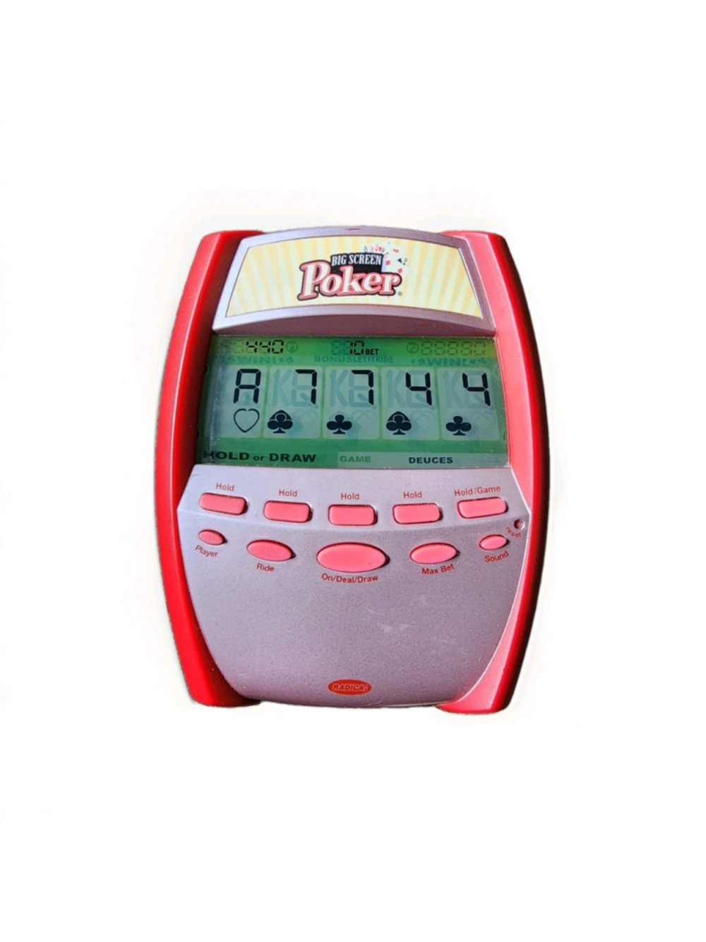 Radica Big Screen Poker Handheld Electronic Game Deuces Draw Loball Tested Work
